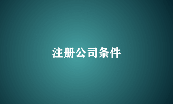 注册公司条件