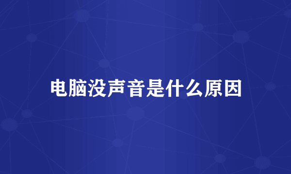 电脑没声音是什么原因