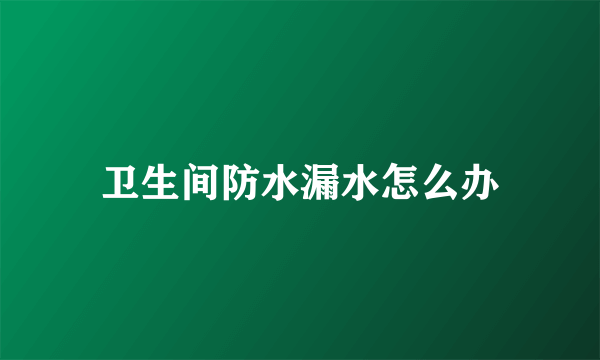 卫生间防水漏水怎么办