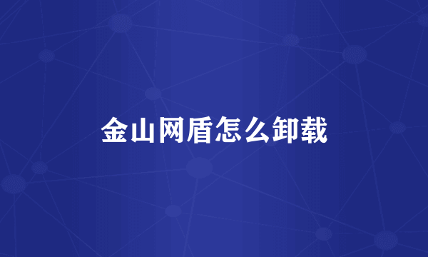 金山网盾怎么卸载
