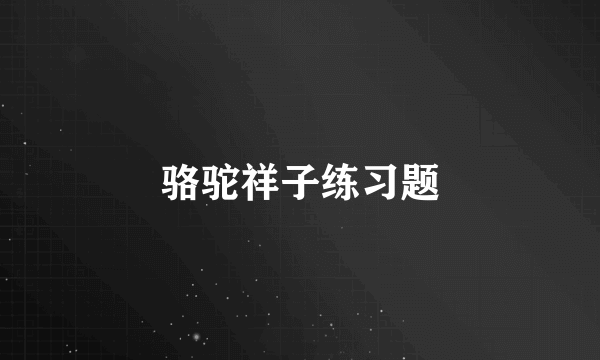 骆驼祥子练习题