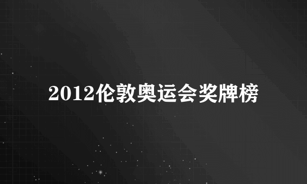 2012伦敦奥运会奖牌榜
