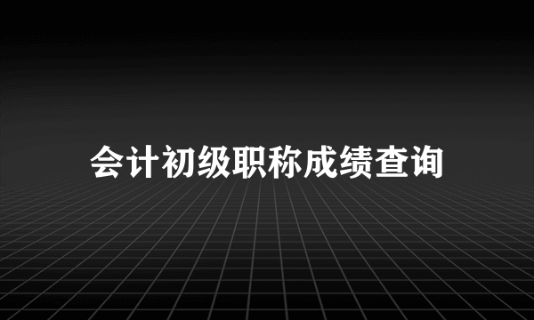 会计初级职称成绩查询