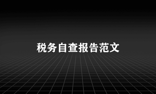 税务自查报告范文