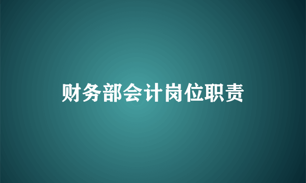 财务部会计岗位职责