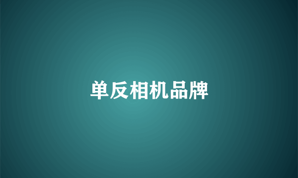单反相机品牌