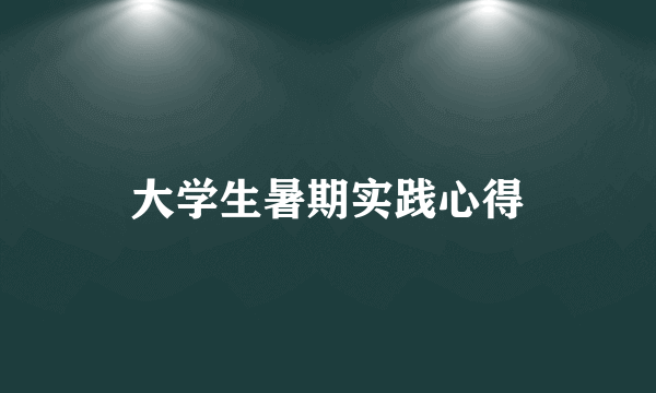 大学生暑期实践心得