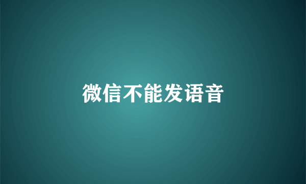 微信不能发语音