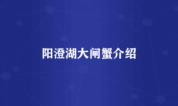 阳澄湖大闸蟹介绍