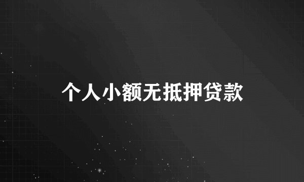 个人小额无抵押贷款
