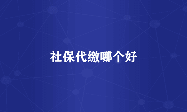 社保代缴哪个好