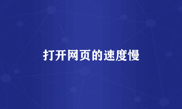 打开网页的速度慢