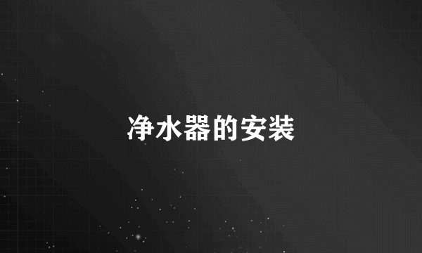 净水器的安装