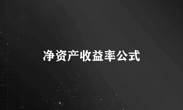 净资产收益率公式