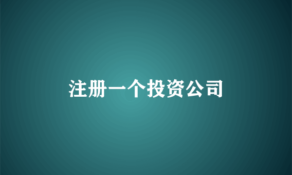 注册一个投资公司