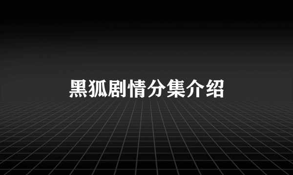 黑狐剧情分集介绍