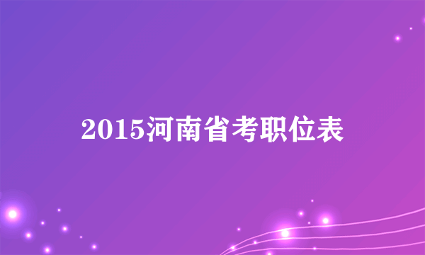 2015河南省考职位表