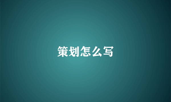策划怎么写