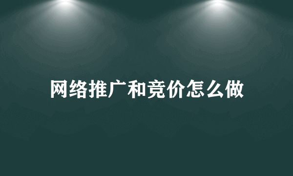 网络推广和竞价怎么做
