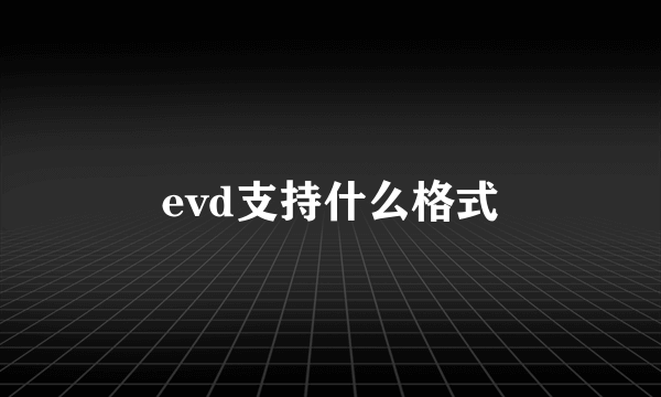 evd支持什么格式