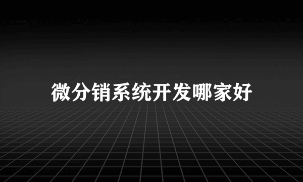 微分销系统开发哪家好