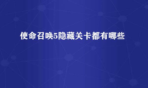 使命召唤5隐藏关卡都有哪些