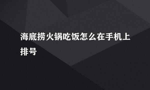 海底捞火锅吃饭怎么在手机上排号