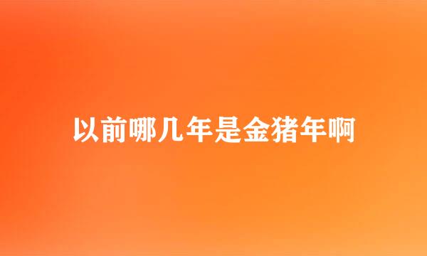 以前哪几年是金猪年啊