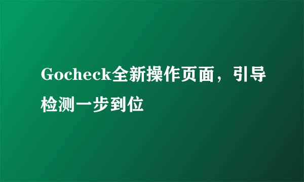 Gocheck全新操作页面，引导检测一步到位