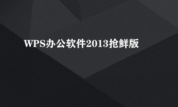 WPS办公软件2013抢鲜版