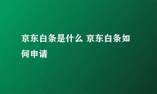 京东白条是什么 京东白条如何申请