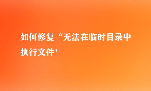 如何修复“无法在临时目录中执行文件
