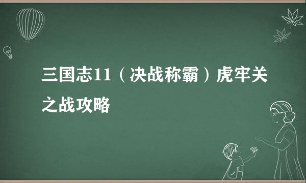 三国志11（决战称霸）虎牢关之战攻略