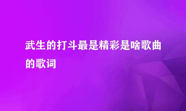 武生的打斗最是精彩是啥歌曲的歌词