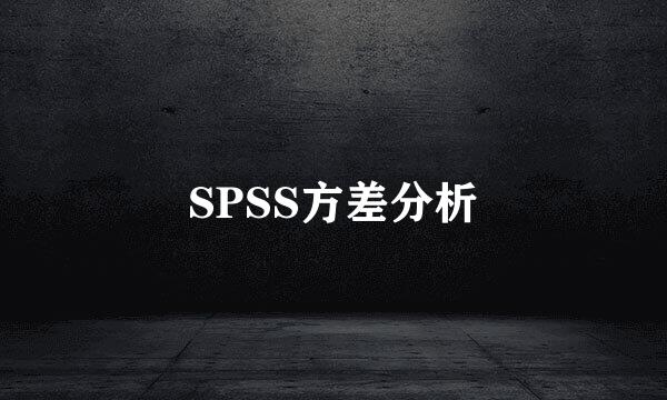 SPSS方差分析