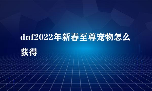 dnf2022年新春至尊宠物怎么获得