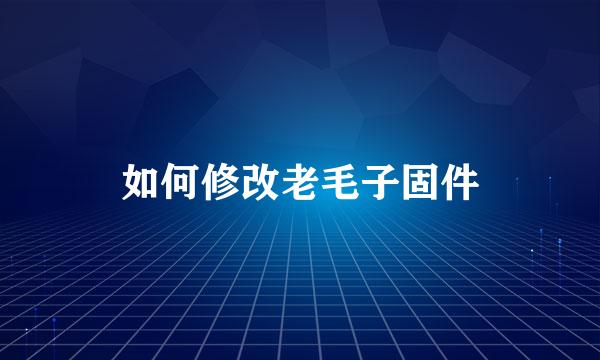 如何修改老毛子固件