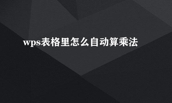 wps表格里怎么自动算乘法