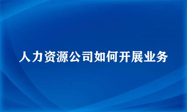 人力资源公司如何开展业务