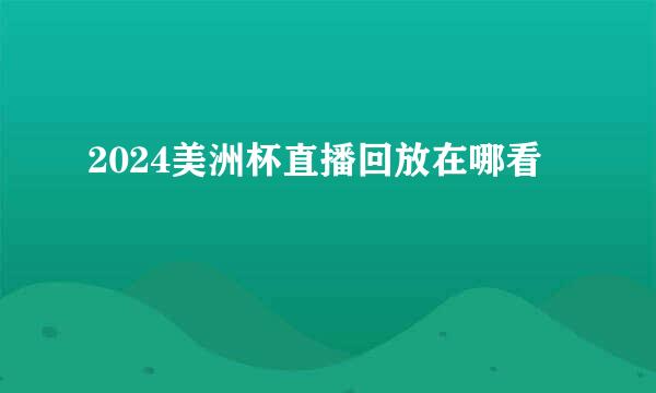 2024美洲杯直播回放在哪看