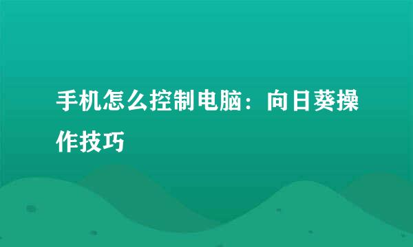 手机怎么控制电脑：向日葵操作技巧