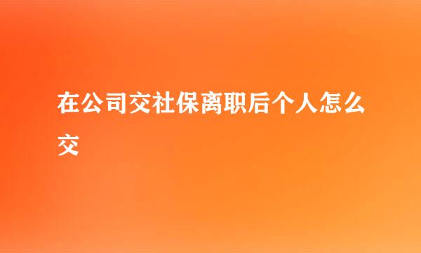 在公司交社保离职后个人怎么交
