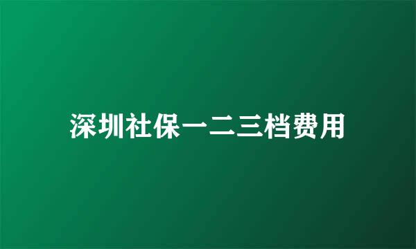 深圳社保一二三档费用