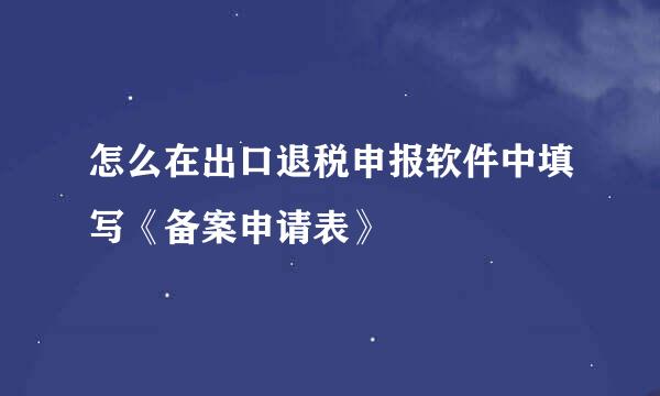 怎么在出口退税申报软件中填写《备案申请表》