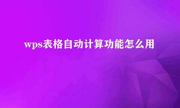 wps表格自动计算功能怎么用