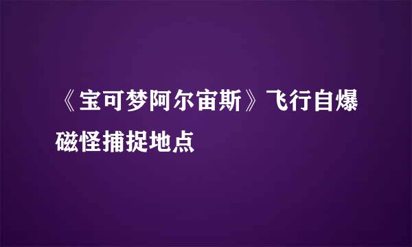 《宝可梦阿尔宙斯》飞行自爆磁怪捕捉地点