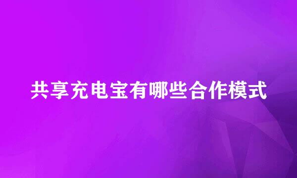 共享充电宝有哪些合作模式