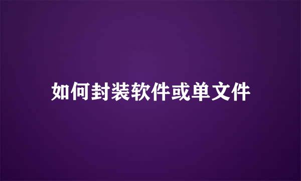 如何封装软件或单文件