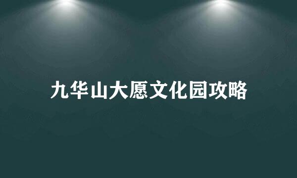 九华山大愿文化园攻略