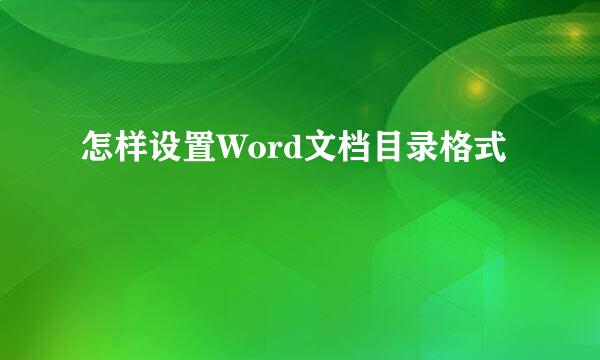 怎样设置Word文档目录格式